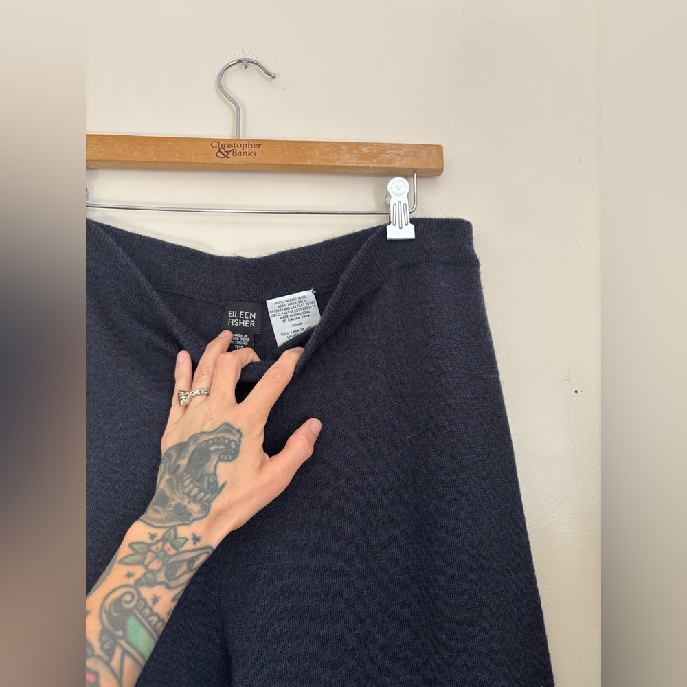 Eileen Fisher Merino Jersey Straight Pant in Navy - Picture 7 of 7